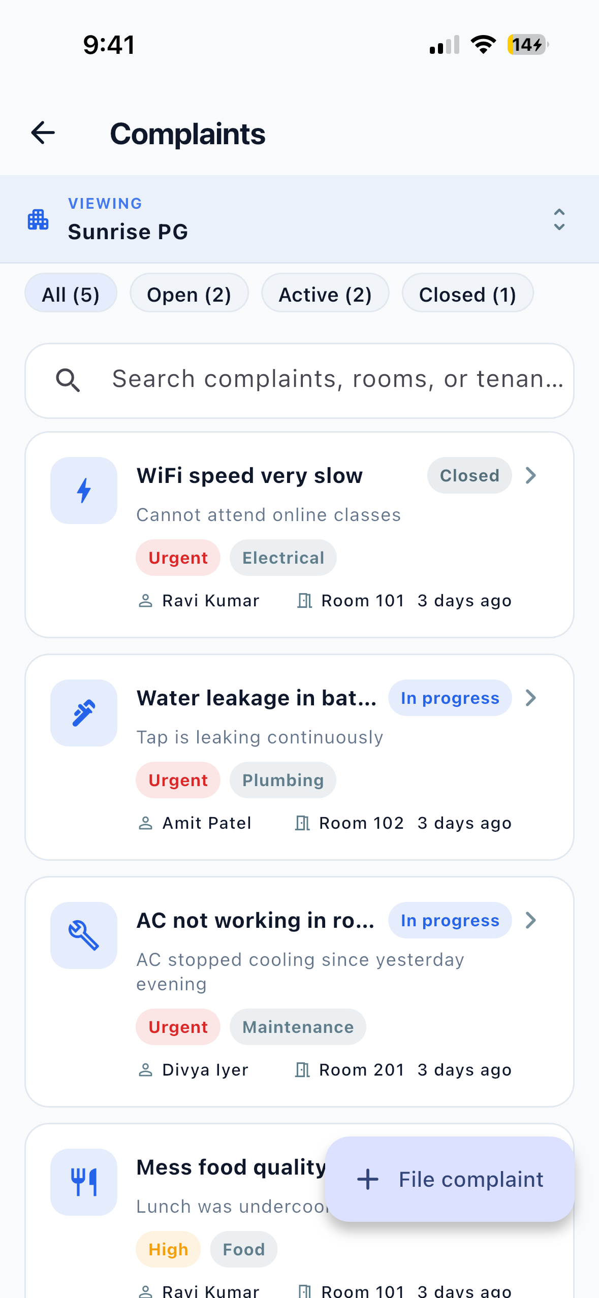 EasyAavaas complaints screen on iPhone