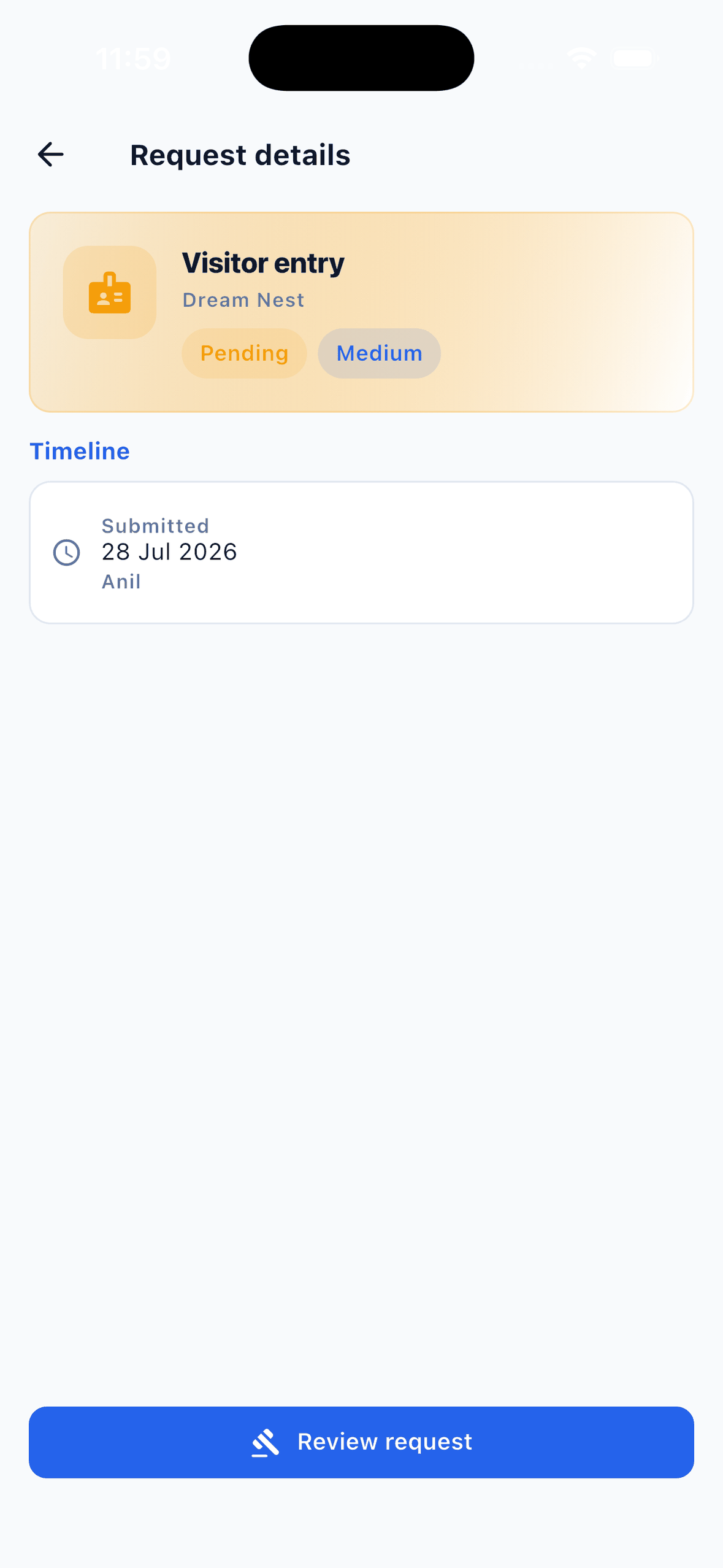 EasyAavaas visitor entry request awaiting review